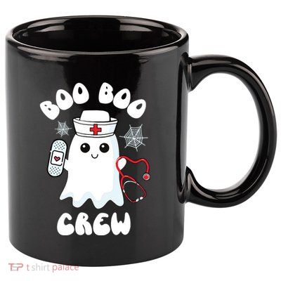 Boo Boo Crew Cute Nurse Ghost Funny Halloween Kids 11oz C Handle Ceramic Mug
