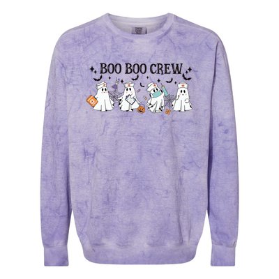 Boo Boo Crew Halloween Ghost Nurse Colorblast Crewneck Sweatshirt