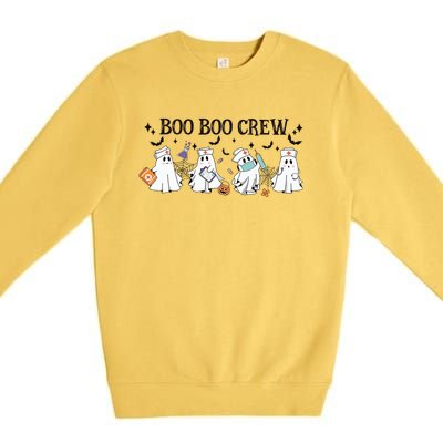 Boo Boo Crew Halloween Ghost Nurse Premium Crewneck Sweatshirt