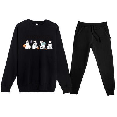 Boo Boo Crew Halloween Ghost Nurse Premium Crewneck Sweatsuit Set