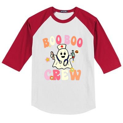 Boo Boo Crew Nurse Ghost Funny Halloween Costume For Women Kids Colorblock Raglan Jersey