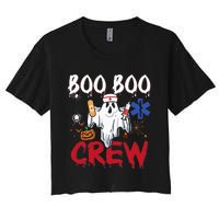 Boo Boo Crew Ghost Paramedic EMT EMS Nurse Halloween Women's Crop Top Tee