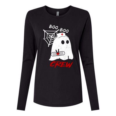 Boo Boo Crew Nurse Ghoost Womens Cotton Relaxed Long Sleeve T-Shirt