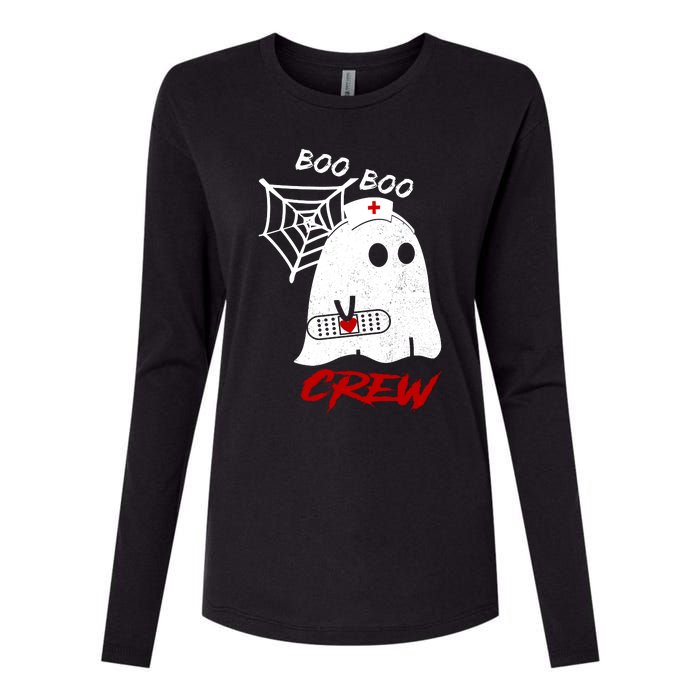 Boo Boo Crew Nurse Ghoost Womens Cotton Relaxed Long Sleeve T-Shirt