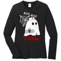 Boo Boo Crew Nurse Ghoost Ladies Long Sleeve Shirt