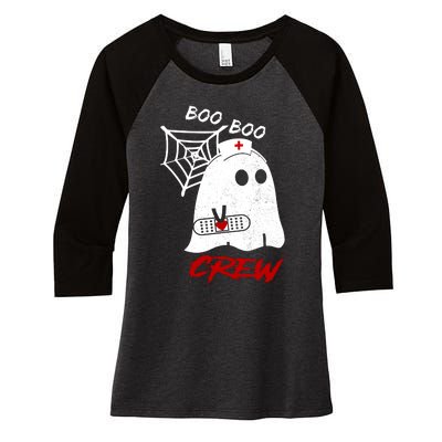 Boo Boo Crew Nurse Ghoost Women's Tri-Blend 3/4-Sleeve Raglan Shirt