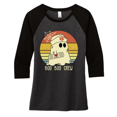 Boo Boo Crew Nurse Halloween Nurse For Women Women's Tri-Blend 3/4-Sleeve Raglan Shirt