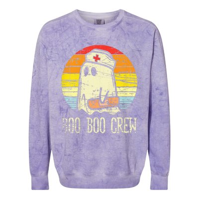 Boo Boo Crew Nurse Halloween Nurses Rn Ghost Colorblast Crewneck Sweatshirt