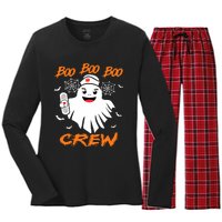 Boo Boo Crew Nurse Halloween Nurse For Women Women's Long Sleeve Flannel Pajama Set 