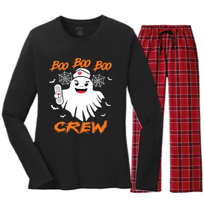 Boo Boo Crew Nurse Halloween Nurse For Women Women's Long Sleeve Flannel Pajama Set 