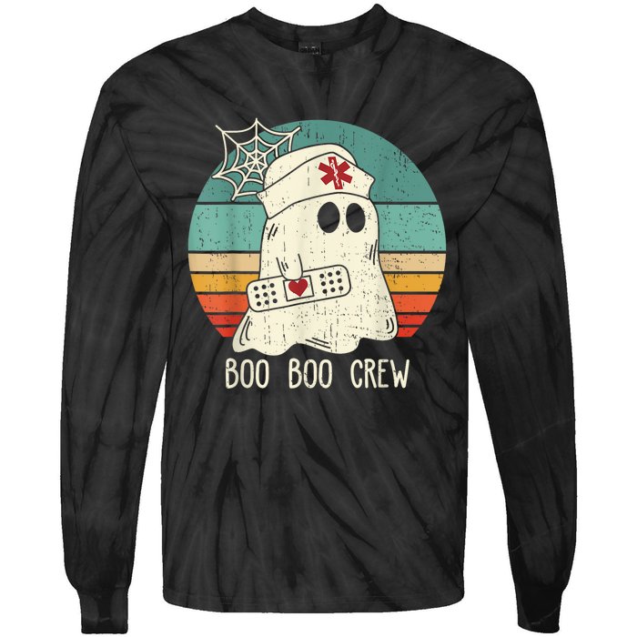 Boo Boo Crew Nurse Funny Ghost Halloween Costume Nurse Tie-Dye Long Sleeve Shirt