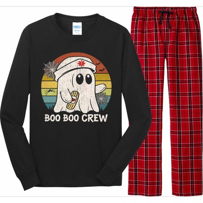 Boo Boo Crew Nurse Funny Ghost Women Halloween Nurse Long Sleeve Pajama Set