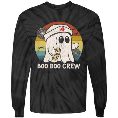 Boo Boo Crew Nurse Funny Ghost Women Halloween Nurse Tie-Dye Long Sleeve Shirt