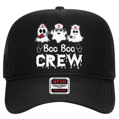 Boo Boo Crew Funny Nurse Halloween Ghost Costume High Crown Mesh Back Trucker Hat