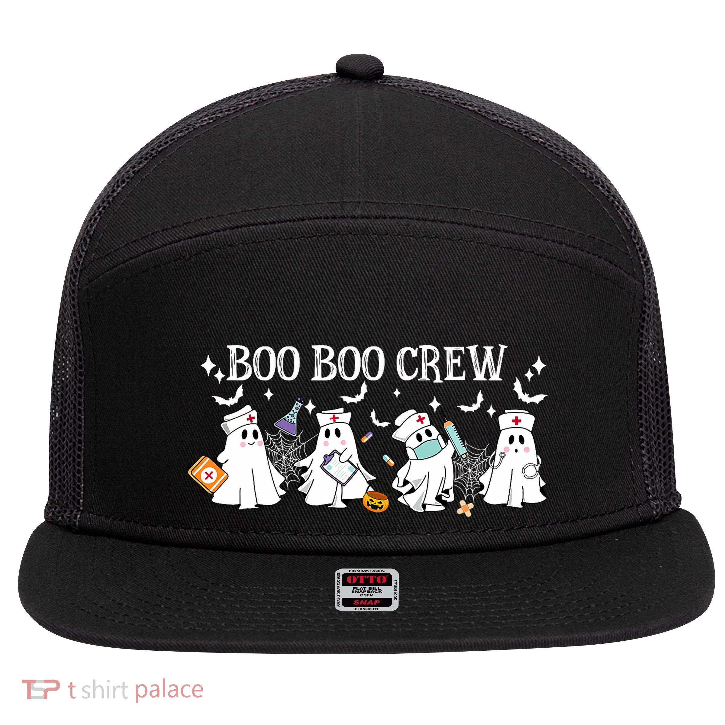 Boo Boo Crew Nurse Ghost Funny Halloween 7 Panel Mesh Trucker Snapback Hat