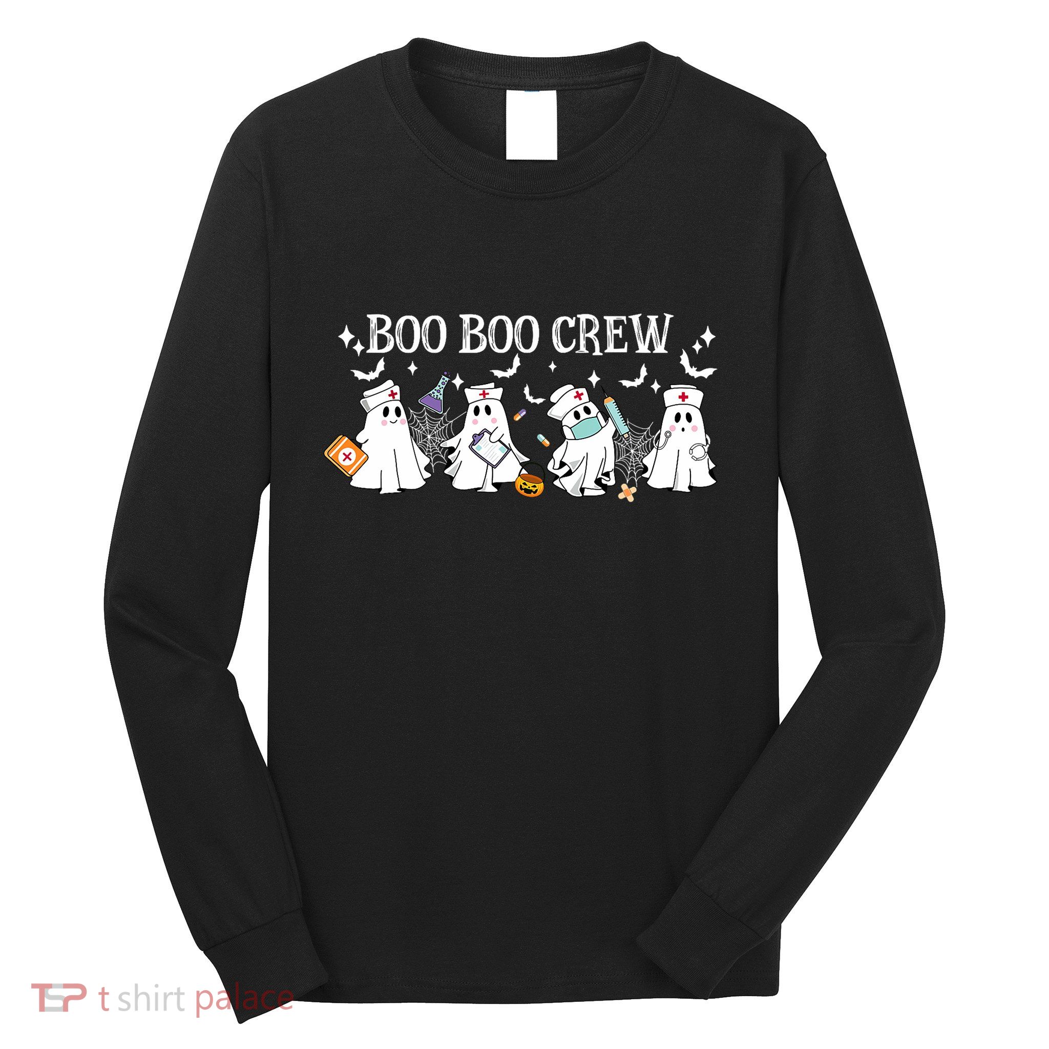 Boo Boo Crew Nurse Ghost Funny Halloween Long Sleeve Shirt