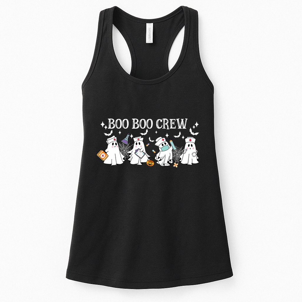Boo Boo Crew Nurse Ghost Funny Halloween Womens Tank Top