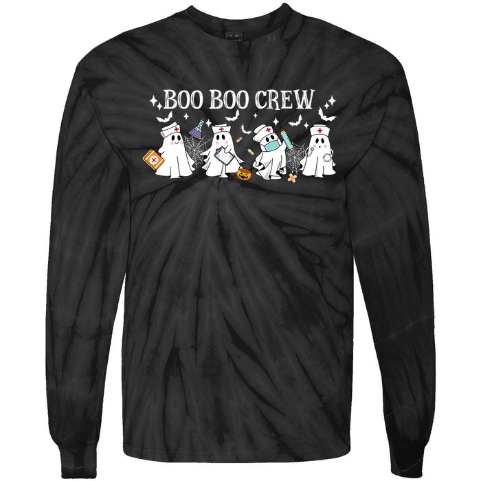 Boo Boo Crew Nurse Ghost Funny Halloween Tie-Dye Long Sleeve Shirt