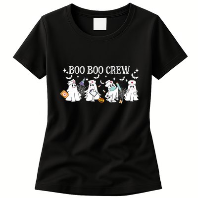 Boo Boo Crew Nurse Ghost Funny Halloween Womens T-Shirt