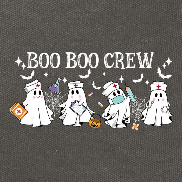 Boo Boo Crew Nurse Ghost Funny Halloween Cotton Canvas Backpack