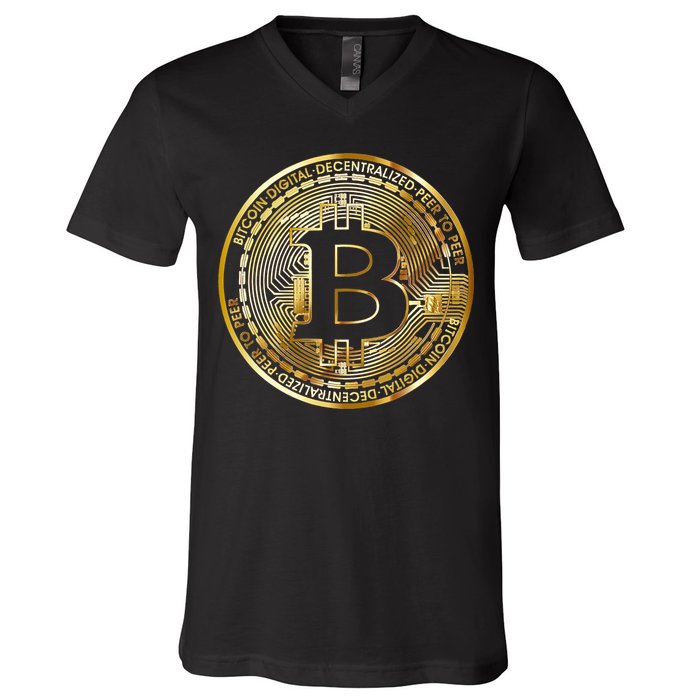 Bitcoin Btc Coin Crypto Trader Bitcoin Future Freedom V-Neck T-Shirt