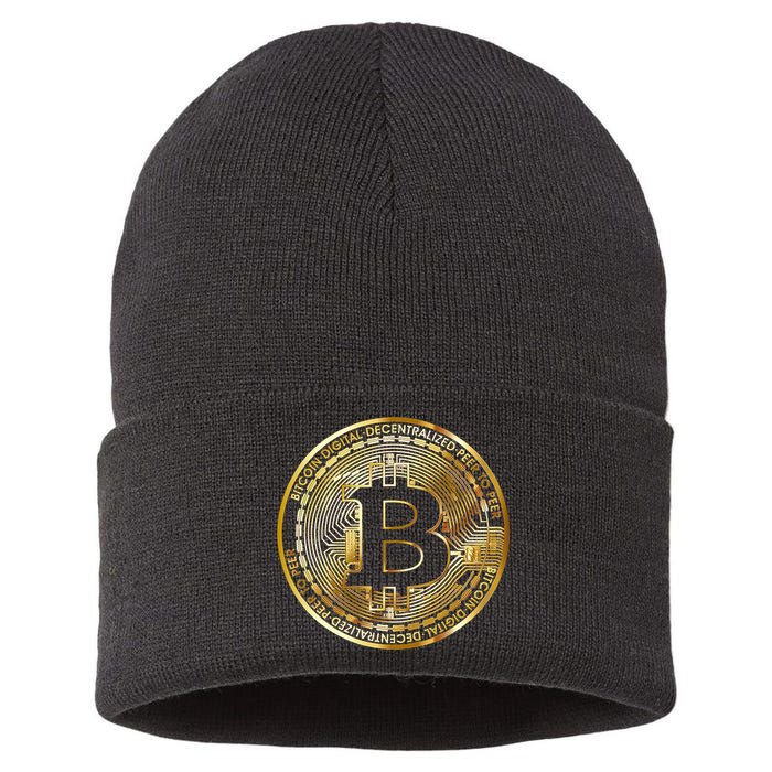 Bitcoin Btc Coin Crypto Trader Bitcoin Future Freedom Sustainable Knit Beanie