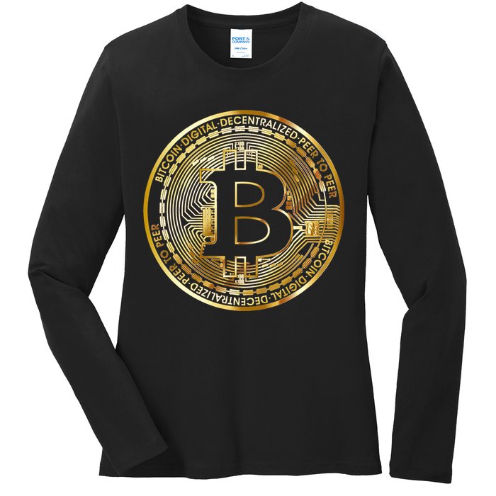 Bitcoin Btc Coin Crypto Trader Bitcoin Future Freedom Ladies Long Sleeve Shirt