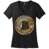 Bitcoin Btc Coin Crypto Trader Bitcoin Future Freedom Women's V-Neck T-Shirt