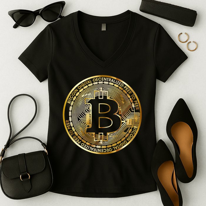 Bitcoin Btc Coin Crypto Trader Bitcoin Future Freedom Women's V-Neck T-Shirt