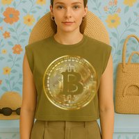 Bitcoin Btc Coin Crypto Trader Bitcoin Future Freedom Garment-Dyed Women's Muscle Tee
