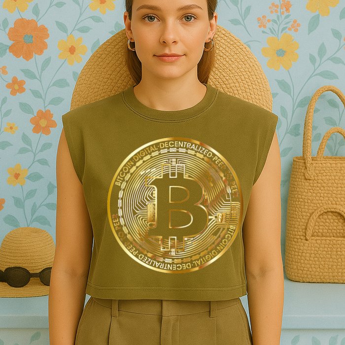 Bitcoin Btc Coin Crypto Trader Bitcoin Future Freedom Garment-Dyed Women's Muscle Tee