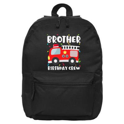 Brother Birthday Crew Fire Truck Party Firefighter 16 in Basic Backpack