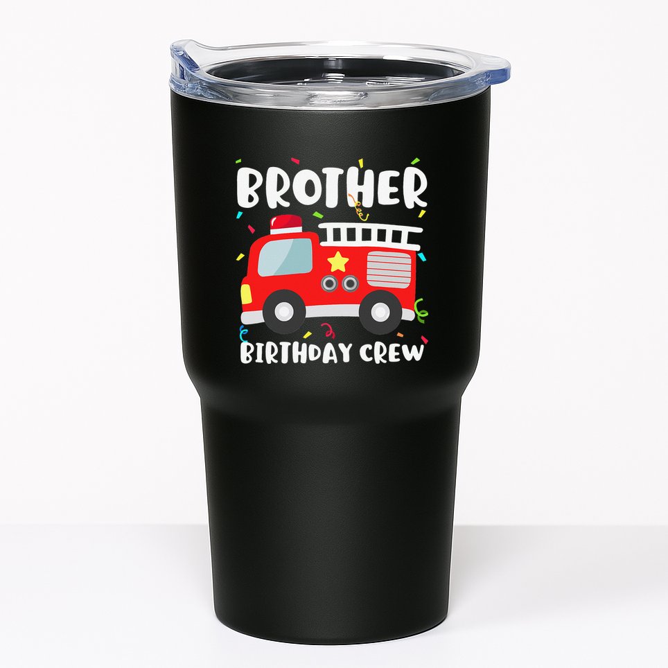 Brother Birthday Crew Fire Truck Party Firefighter Tumbler