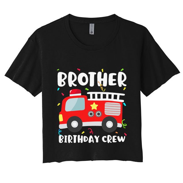 Brother Birthday Crew Fire Truck Party Firefighter Crop Top