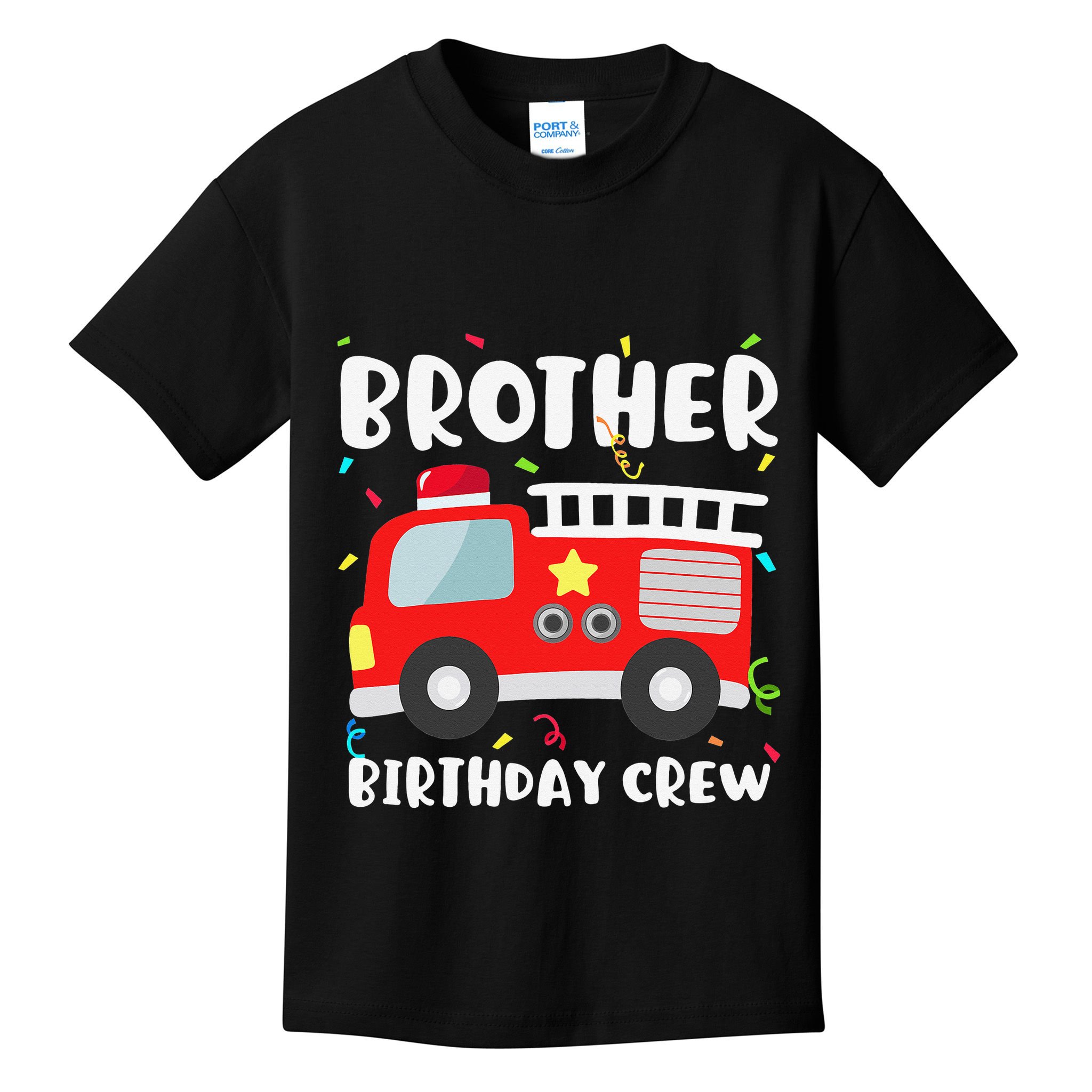 Brother Birthday Crew Fire Truck Party Firefighter Kids T-Shirt