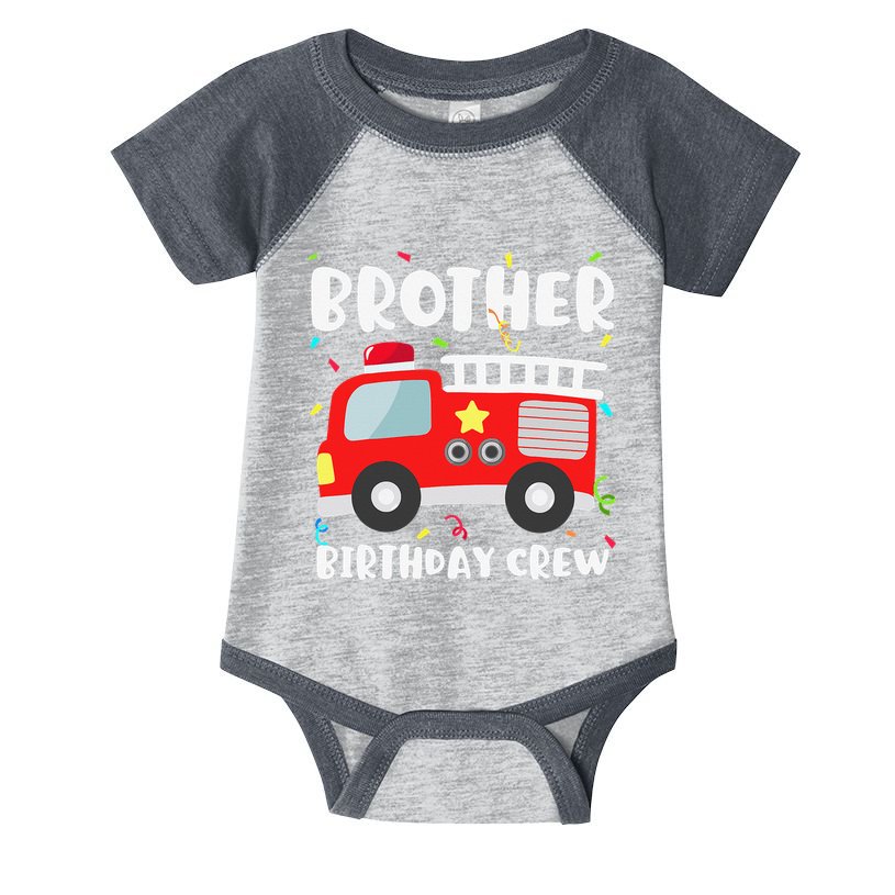 Brother Birthday Crew Fire Truck Party Firefighter Infant Baby Jersey Bodysuit