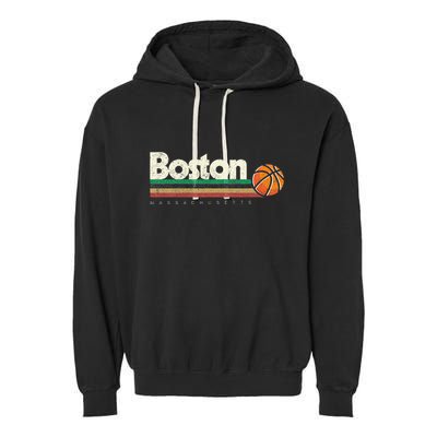 Basketball Boston City Bball Retro Stripes Garment-Dyed Fleece Hoodie