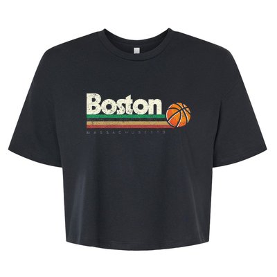 Basketball Boston City Bball Retro Stripes Bella+Canvas Jersey Crop Tee