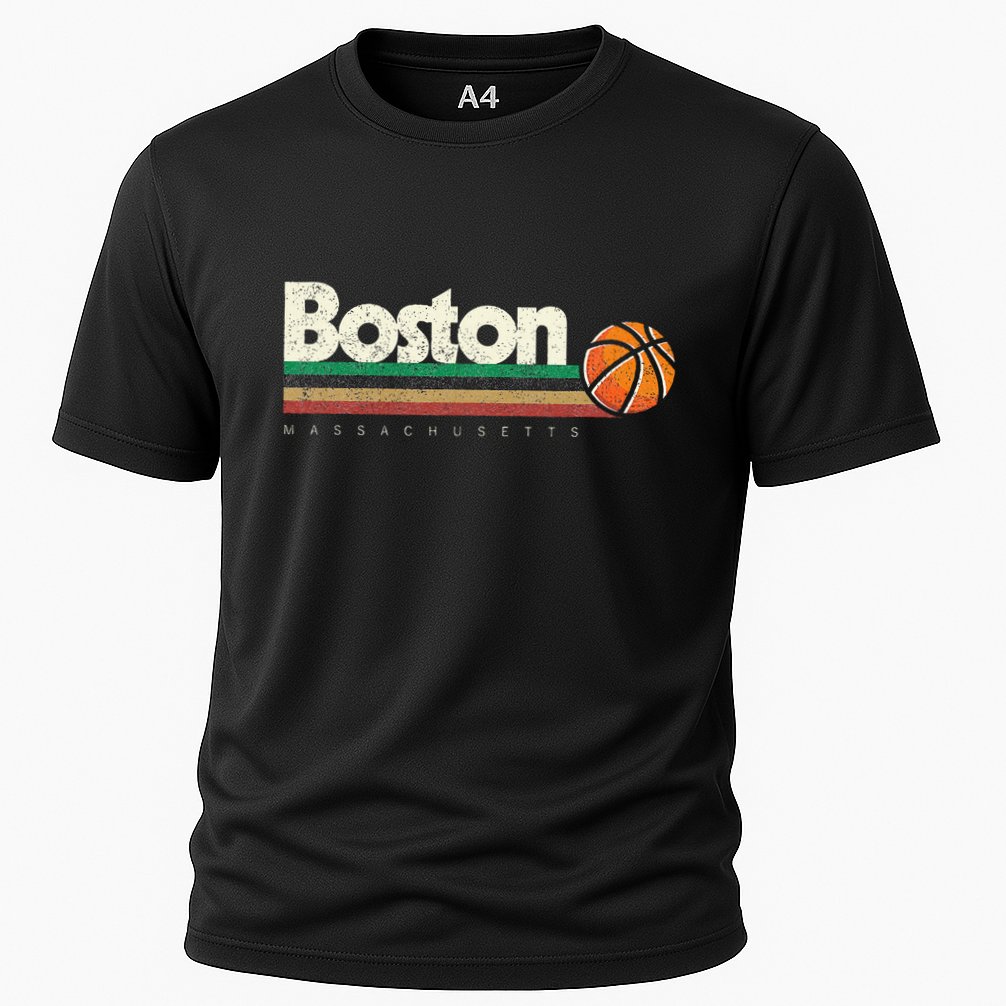 Basketball Boston City Bball Retro Stripes Cooling Performance Crew T-Shirt