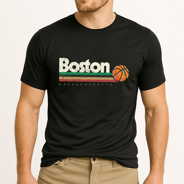 Basketball Boston City Bball Retro Stripes Cooling Performance Crew T-Shirt