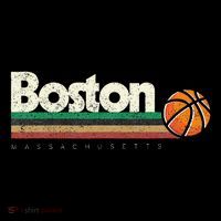 Basketball Boston City Bball Retro Stripes Button