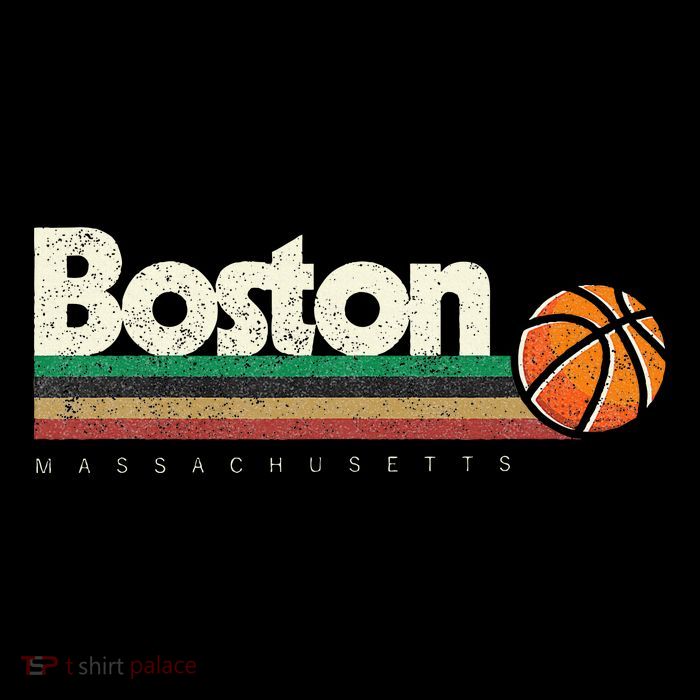 Basketball Boston City Bball Retro Stripes Button