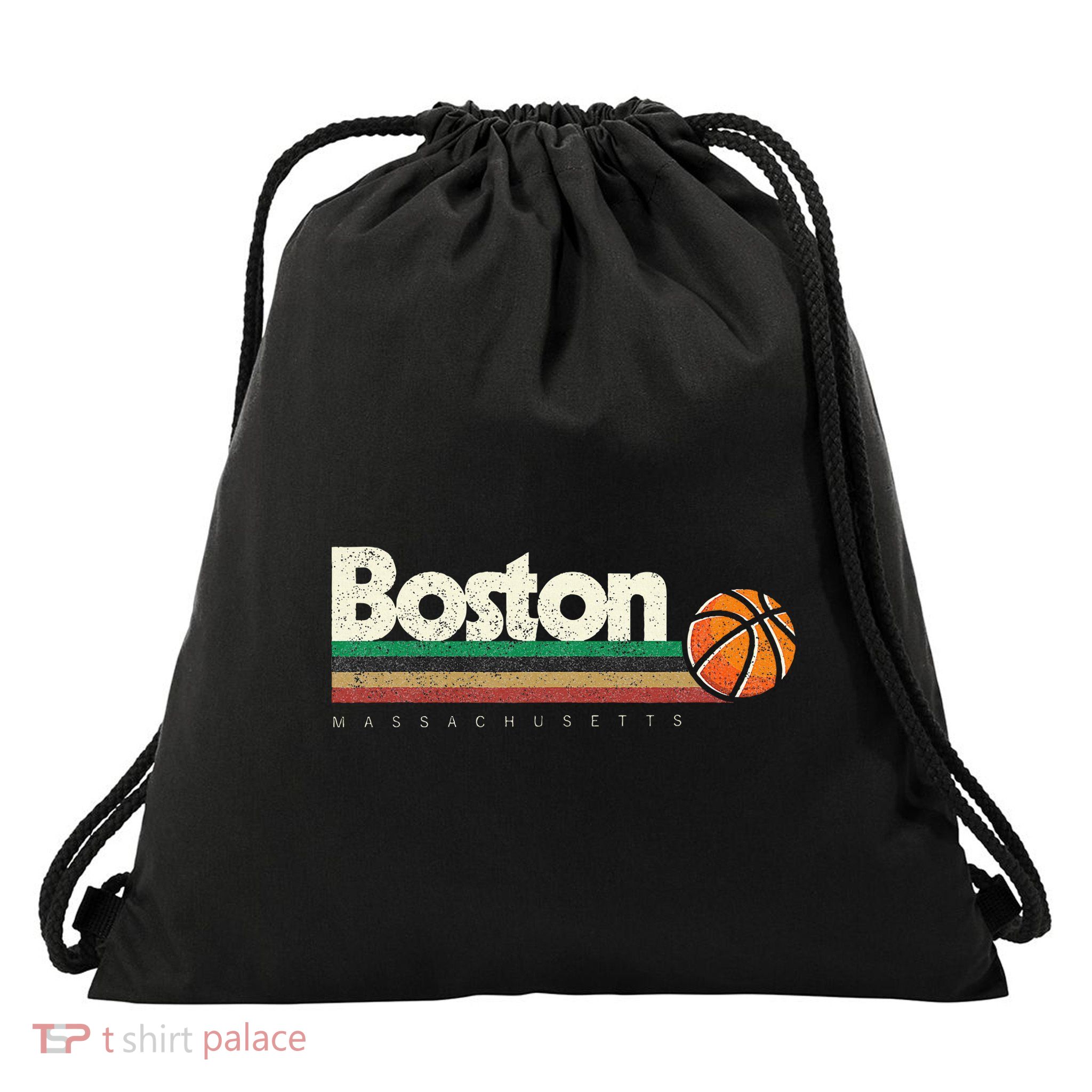 Basketball Boston City Bball Retro Stripes Drawstring Bag