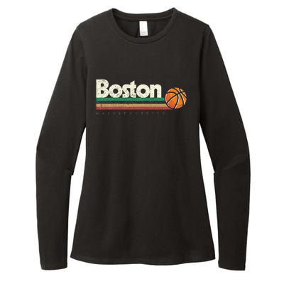 Basketball Boston City Bball Retro Stripes Womens CVC Long Sleeve Shirt