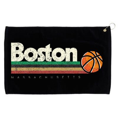 Basketball Boston City Bball Retro Stripes Grommeted Golf Towel