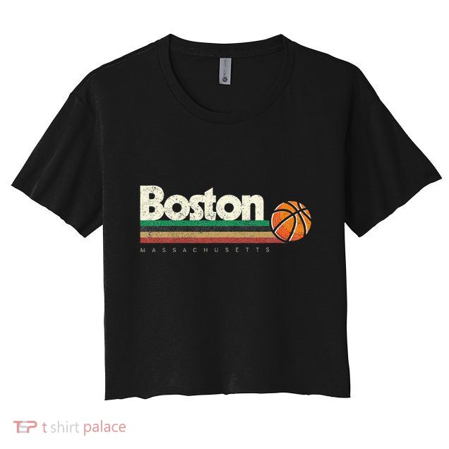 Basketball Boston City Bball Retro Stripes Crop Top