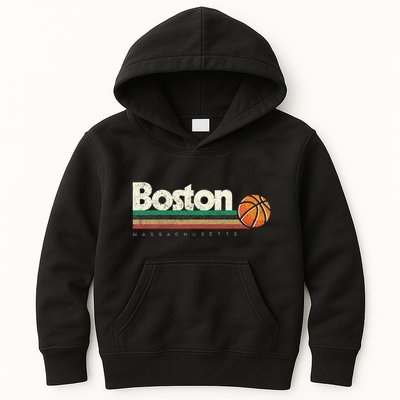 Basketball Boston City Bball Retro Stripes Kids Hoodie