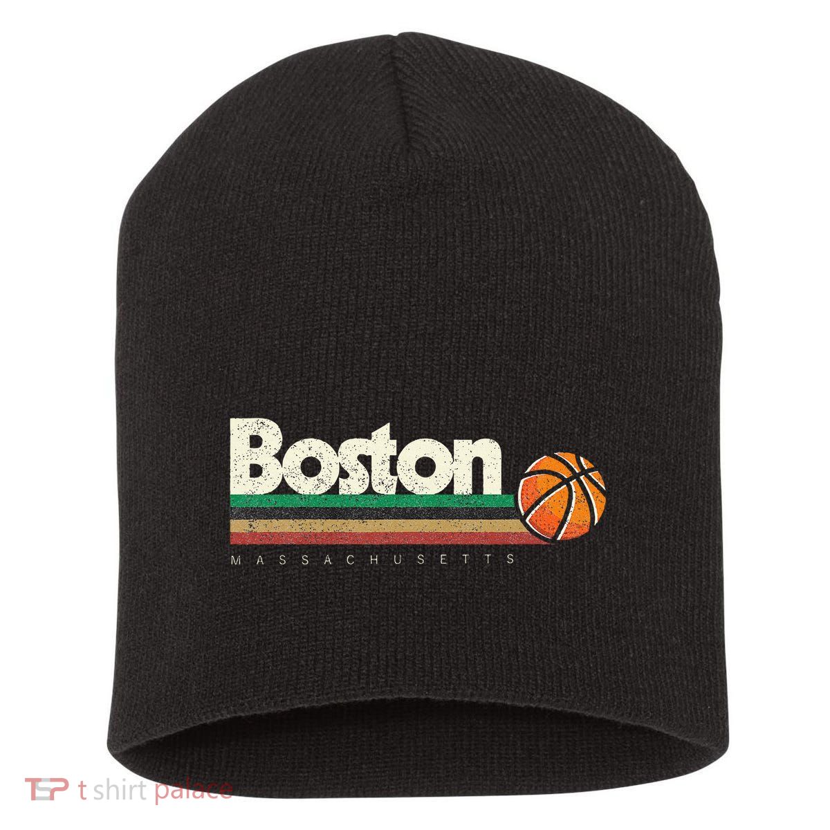 Basketball Boston City Bball Retro Stripes Short Acrylic Beanie