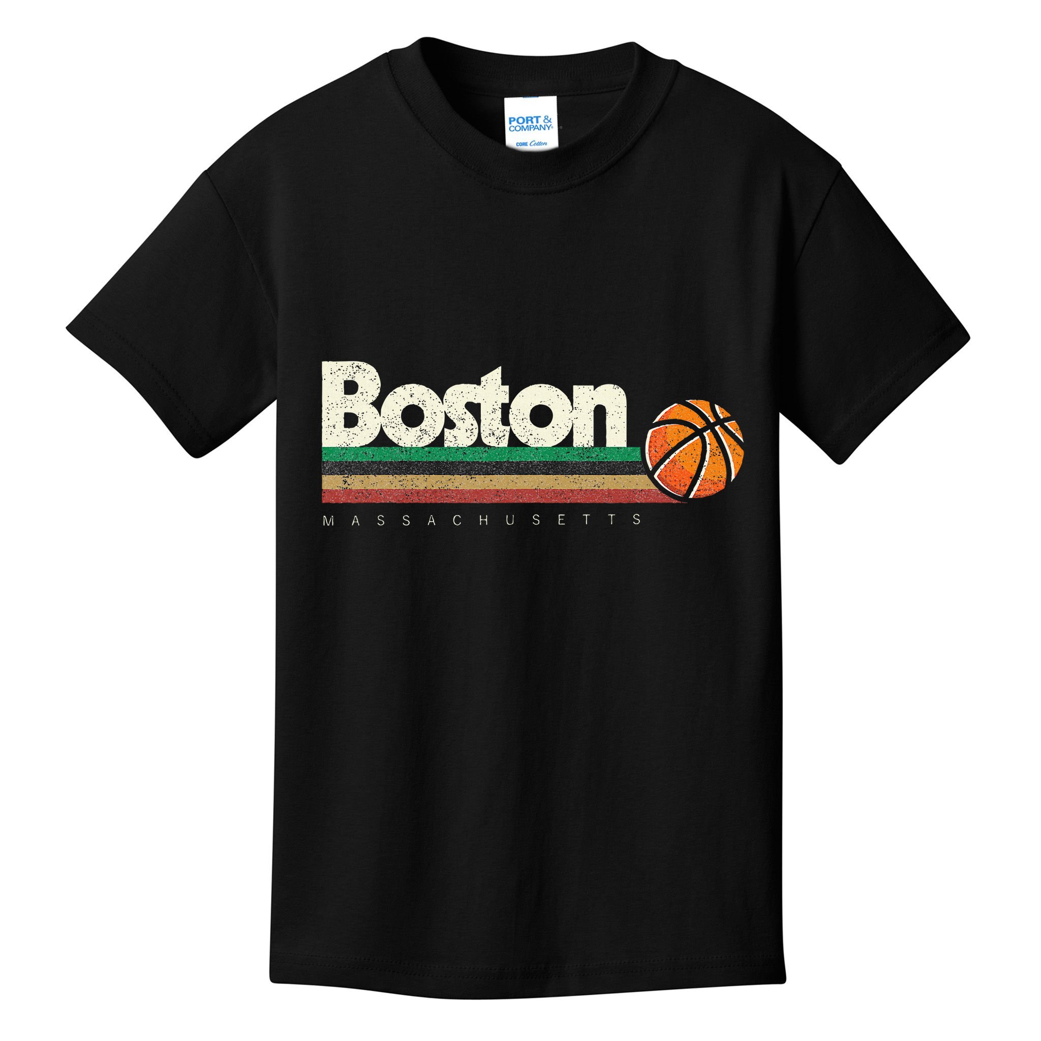 Basketball Boston City Bball Retro Stripes Kids T-Shirt