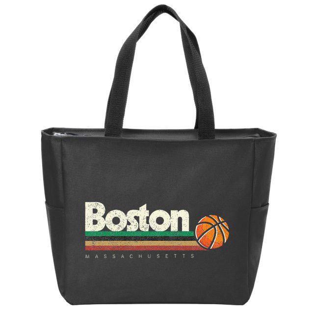 Basketball Boston City Bball Retro Stripes Zip Tote Bag